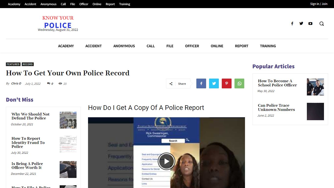 How To Get Your Own Police Record - KnowYourPolice.net